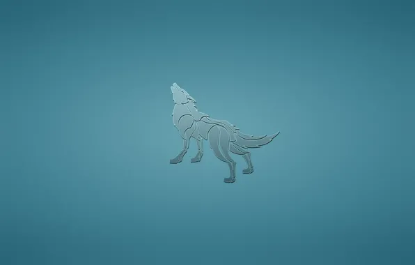 Animal, wolf, dog, minimalism, blue background, howling