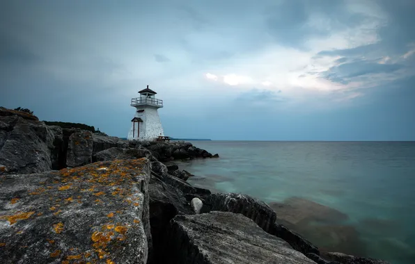 Picture sea, landscape, night, lighthouse