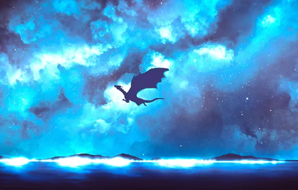 Wallpaper the sky, night, dragon, fantasy for mobile and desktop ...