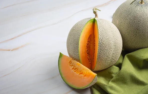 Board, fabric, melon, slice