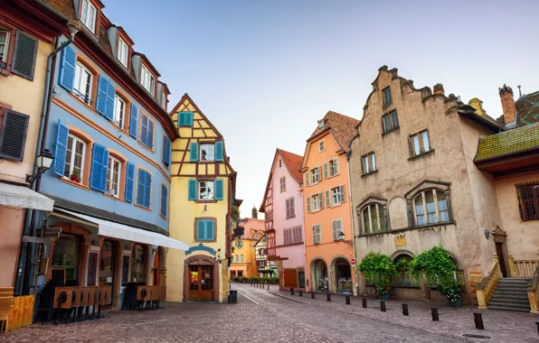Street, France, home, bridge, Colmar