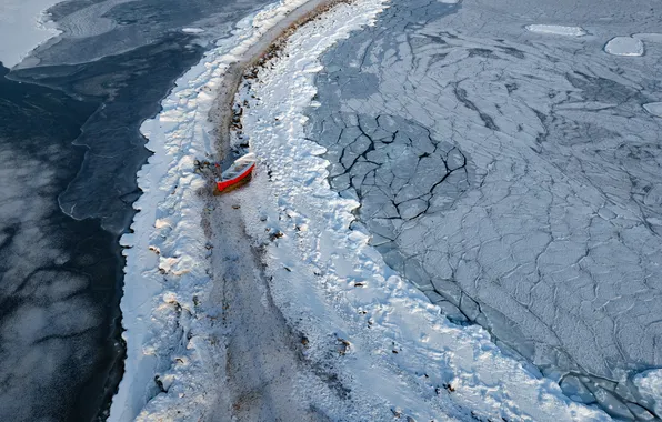 Ice, winter, boat, cold