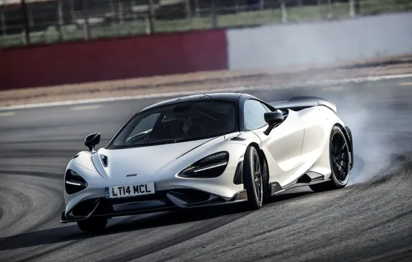 Picture white, smoke, McLaren, turn, track, 2020, 765LT