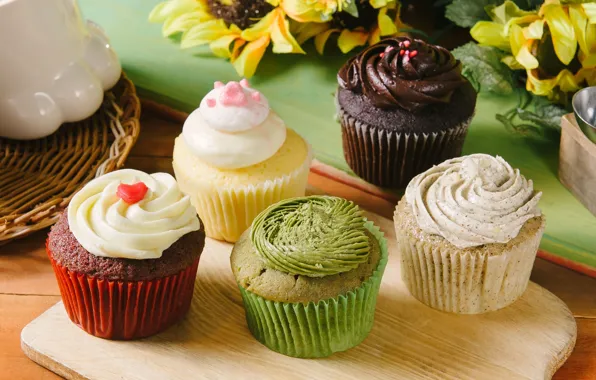 Cake, cream, dessert, muffins