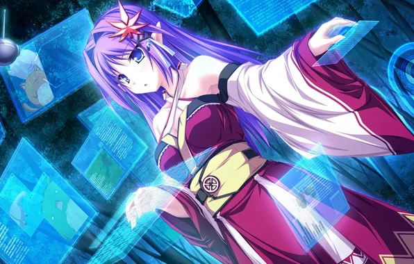 Girl, calm, technology, yukata, art, Maikaze no Melt, kureha