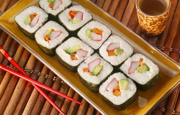 Picture food, sticks, sushi, sake, Rolpa