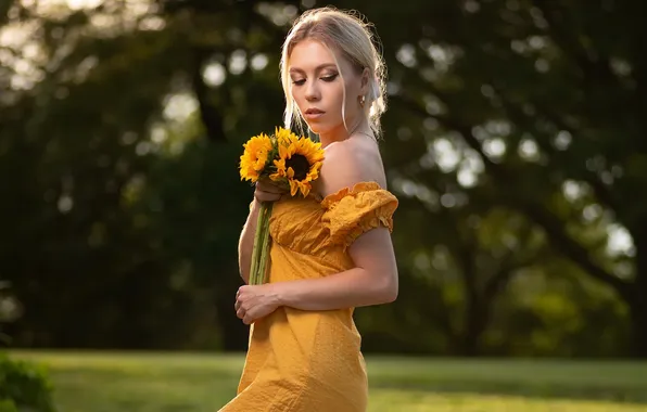 Girl, flowers, portrait