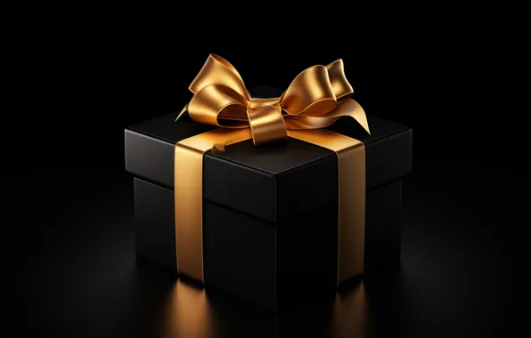 Gift, Christmas, New year, black background, bow, bow, gift box, AI art