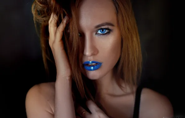 Picture look, face, hair, portrait, hands, Daria Bliznakova, Alexander Drobkov-Dark, blue lipstick