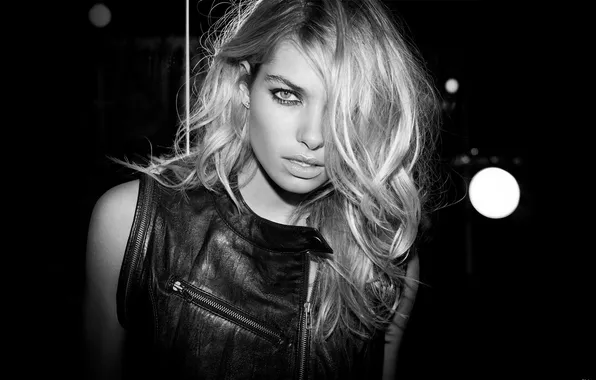 Look, face, black and white, blonde, lips, jessica hart