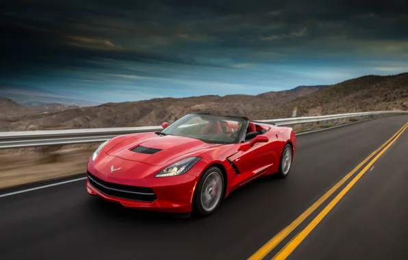 Red, Road, Mountains, Corvette, Chevrolet, Machine, Speed, Red
