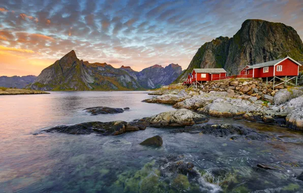 Mountains, home, Norway, the fjord