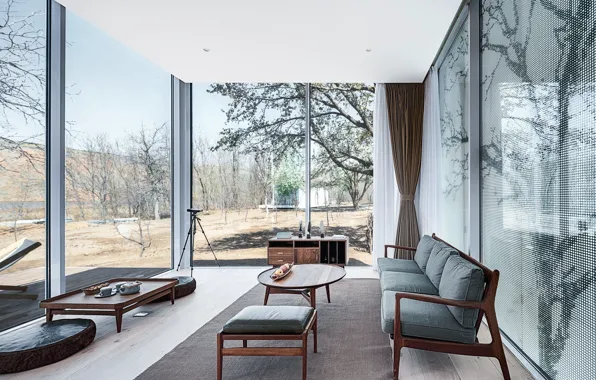 Interior, China, living room, area, super five-star hotel, wild luxury, Unique view of the Gobi …