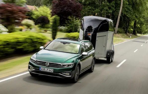 Volkswagen, the trailer, universal, Passat, dark green, Alltrack, 2019