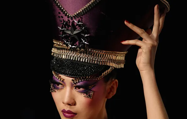 Sexy, hat, oriental, makeup