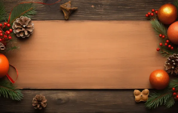 Branches, Board, oranges, frame, Christmas, New year, needles, bumps