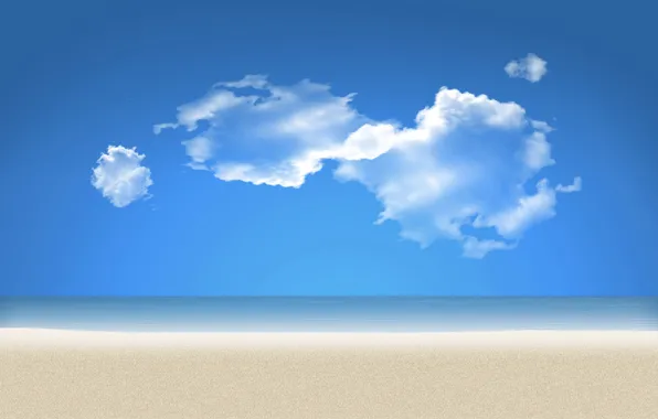 Sand, sea, beach, the sky, water, clouds