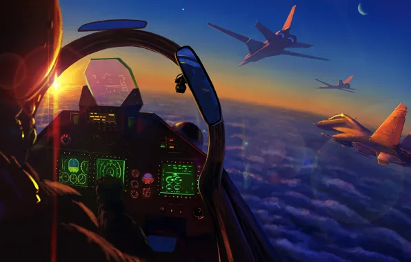 The sky, flight, the plane, art, BBC, Russia, Su-30, The Tu-160