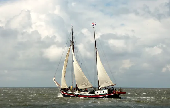 Sea, wave, the sky, sailboat