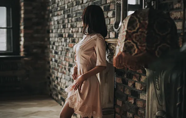 Dress, nipples, model, brunette, Anton Kharisov