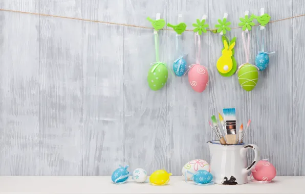 Easter, wood, spring, Easter, eggs, decoration, Happy, tender
