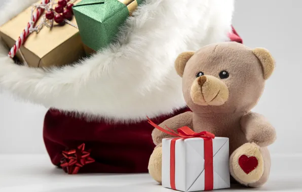 Toy, bear, Christmas, bear, gifts, New year, fur, bear