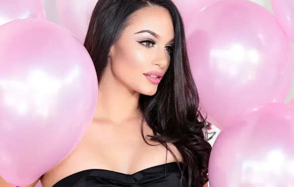 Party, brunette, balloons, Makeup