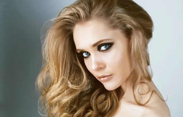 Girl, face, model, portrait, makeup, curls