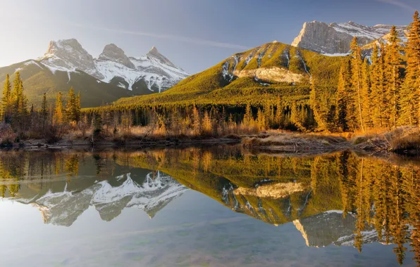 Autumn, the sky, landscape, mountains, lake