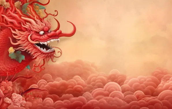 Face, style, background, dragon, New year, symbol, ornament, symbols