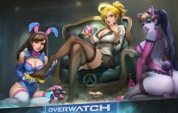 Picture girl, trio, Overwatch