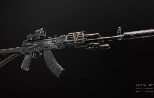 Picture rendering, weapons, tuning, Machine, Gun, weapon, render, Kalashnikov