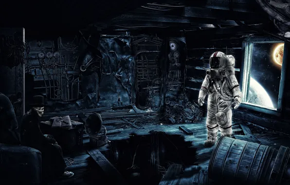 Picture room, astronaut, the suit, costume, Time Traveler