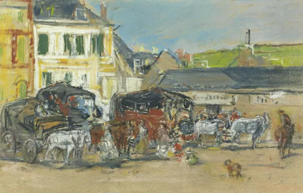 Picture, the urban landscape, Eugene Boudin, Eugene Boudin, Strollers