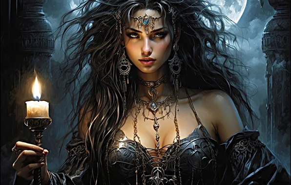 Look, girl, pose, fantasy, witch, the witch, hotesse, AI art