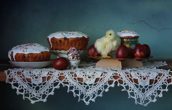 Picture eggs, spring, Easter, still life, chicken, cakes