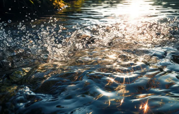 Sea, wave, landscape, nature, shore, surf, digital art, AI art