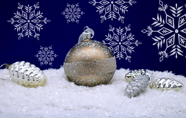 Snow, snowflakes, holiday, ball, New year, bumps, Christmas decorations, new year decorations