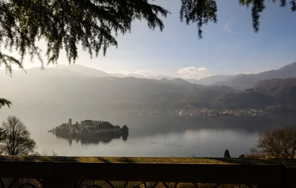 Picture mountains, home, Italy, lake Orta, the island of San Giulio