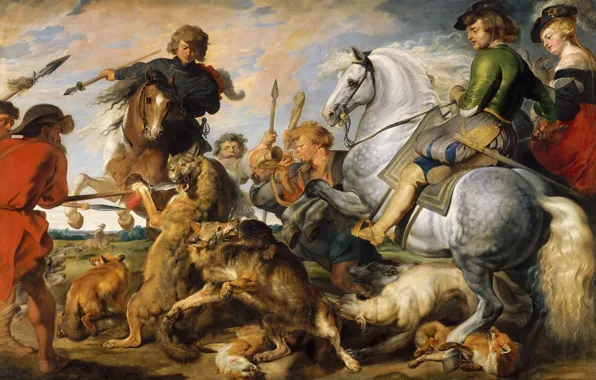 Picture, genre, Peter Paul Rubens, Pieter Paul Rubens, Hunting for wolves and Foxes