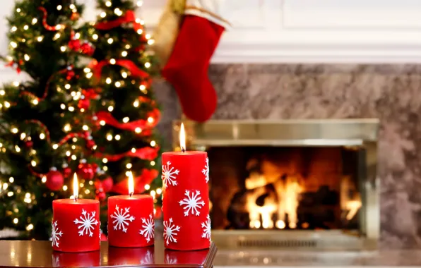 Decoration, lights, lights, tree, fire, holiday, candles, fire