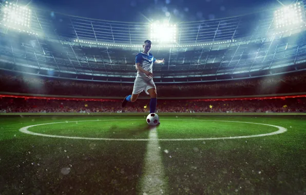 Field, grass, lights, lawn, football, sport, the game, shorts