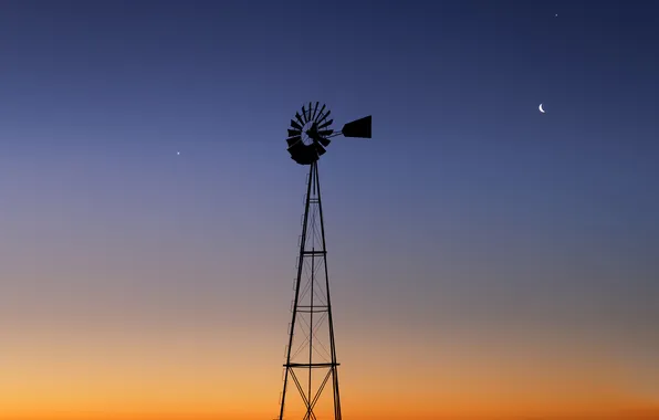 Picture windmill, The moon, Jupiter, Venus, Argentina