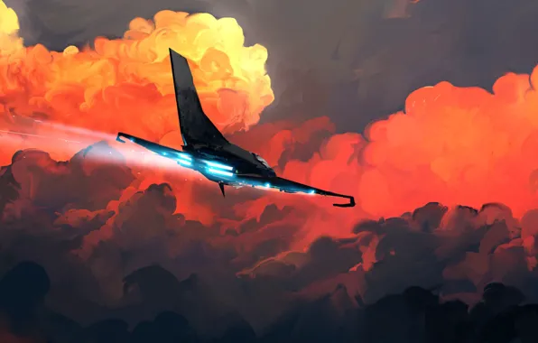 The sky, Figure, The plane, Fantasy, Art, Fiction, Characters, Dominik Mayer