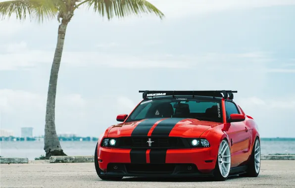 Red, Ford Mustang, Velgen Wheels, VMB6 Matte Silver