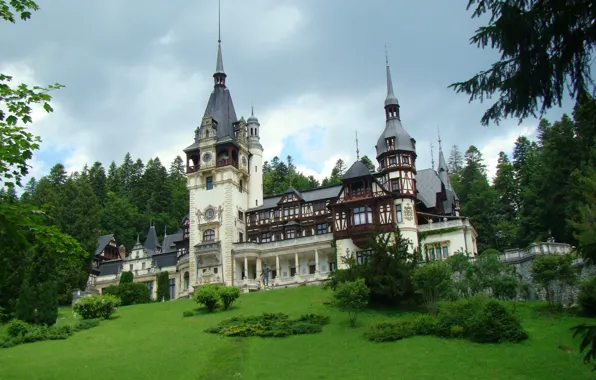 Picture summer, landscape, nature, photo, Romania, Transylvania, Peles castle