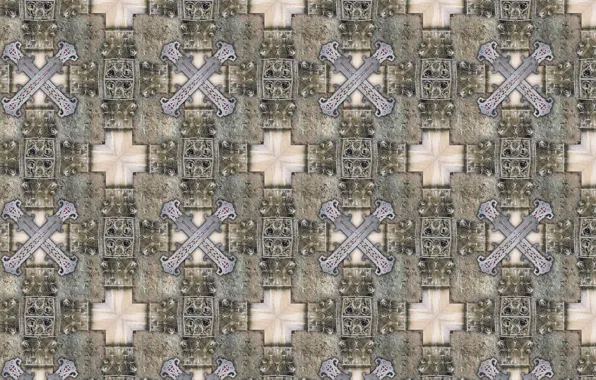 Background, wall, patterns, stone, tile, cross, texture, ornament