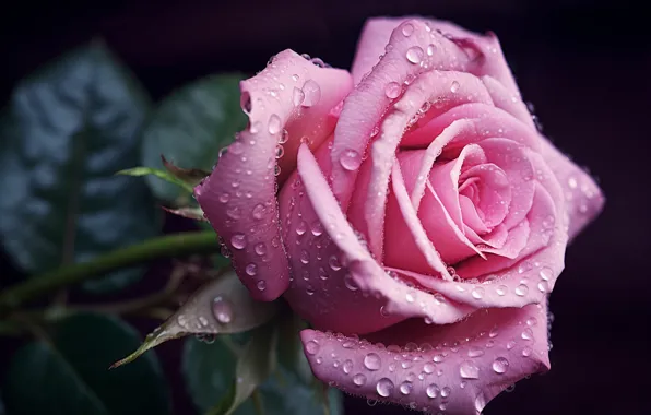 Picture drops, flowers, roses, pink, AI art, neural network