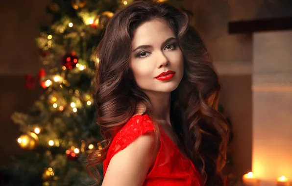 Christmas, dress, beautiful, background, evening, beauty, face, cute