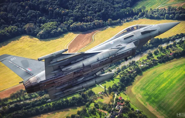 Field, River, Forest, Fighter, Pilot, RAF, Eurofighter Typhoon, Cockpit